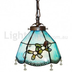 8 Inch Mediterranean Style Stained Glass Pendant Light