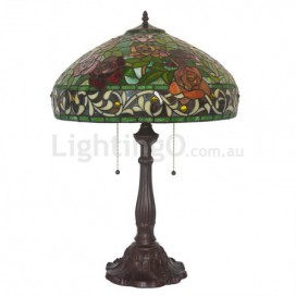 18 Inch Retro Rose Stained Glass Table Lamp