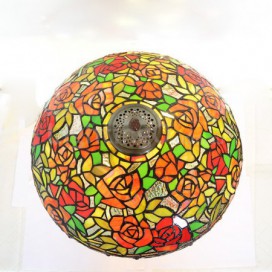 18 Inch Retro Rose Stained Glass Table Lamp