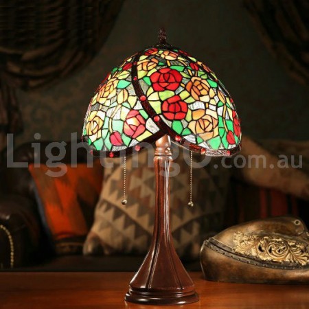 13 Inch Rose Stained Glass Table Lamp