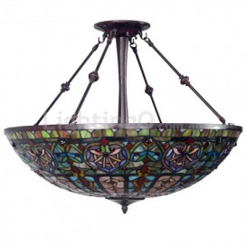 27 Inch Baroque Stained Glass Pendant Light