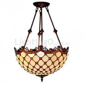 16 Inch Retro Palace Stained Glass Pendant Light