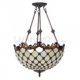 16 Inch Retro Palace Stained Glass Pendant Light