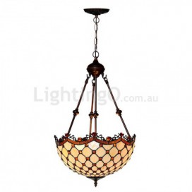 16 Inch Retro Palace Stained Glass Pendant Light