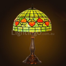 12 Inch Rustic Brass Rural Retro Stained Glass Table Lamp