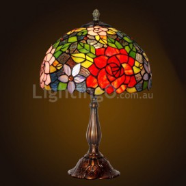 12 Inch Rose Stained Glass Table Lamp