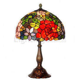 12 Inch Rose Stained Glass Table Lamp