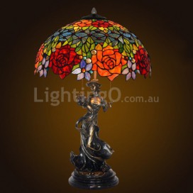 19 Inch Rose Stained Glass Table Lamp