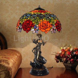 19 Inch Rose Stained Glass Table Lamp