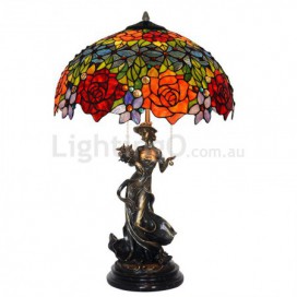 19 Inch Rose Stained Glass Table Lamp