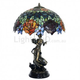 19 Inch Rose Stained Glass Table Lamp