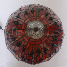 12 Inch Retro Red Dragonfly Stained Glass Table Lamp