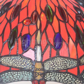 12 Inch Retro Red Dragonfly Stained Glass Table Lamp