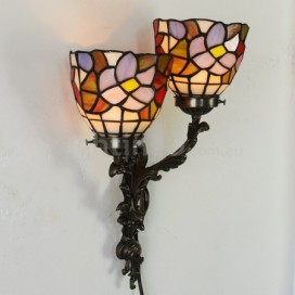 Rural Rustic Retro 2 Light Stained Glass Wall light