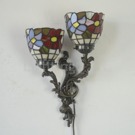 Rural Rustic Retro 2 Light Stained Glass Wall light