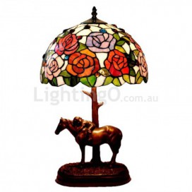 12 Inch Rural Rose Stained Glass Table Lamp