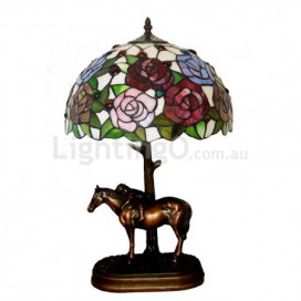 12 Inch Rural Rose Stained Glass Table Lamp