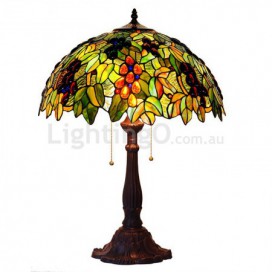 18 Inch Retro Grape Stained Glass Table Lamp