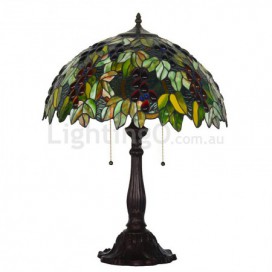 18 Inch Retro Grape Stained Glass Table Lamp