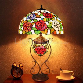 16 Inch Rose Stained Glass Table Lamp