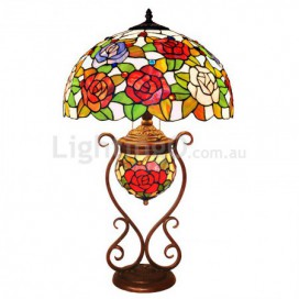 16 Inch Rose Stained Glass Table Lamp