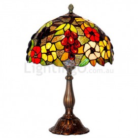 12 Inch Grape Stained Glass Table Lamp