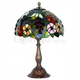 12 Inch Grape Stained Glass Table Lamp