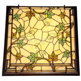 Square Retro Stained Glass Flush Mount