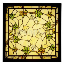 Square Retro Stained Glass Flush Mount