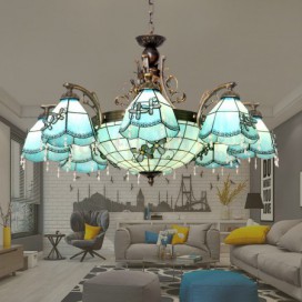 Mediterranean Style Stained Glass Pendant Light