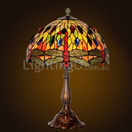 12 Inch Dragonfly Stained Glass Table Lamp