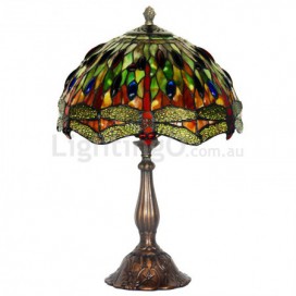 12 Inch Dragonfly Stained Glass Table Lamp