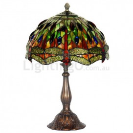 12 Inch Dragonfly Stained Glass Table Lamp