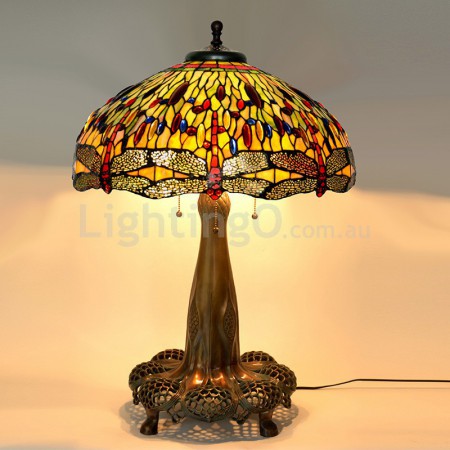 20 Inch Dragonfly Stained Glass Table Lamp