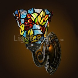 7 Inch Rural 1 Light Grape Stained Glass Wall light