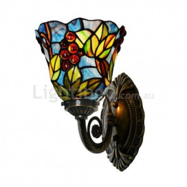 7 Inch Rural 1 Light Grape Stained Glass Wall light