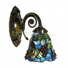 7 Inch Rural 1 Light Grape Stained Glass Wall light