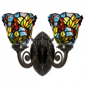 Rural 2 Light Grape Stained Glass Wall light