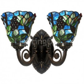 Rural 2 Light Grape Stained Glass Wall light