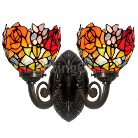 2 Light Rose Stained Glass Wall light