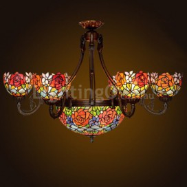 Rural Rose Chandelier Stained Glass Chandelier