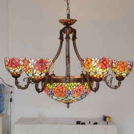 Rural Rose Chandelier Stained Glass Chandelier