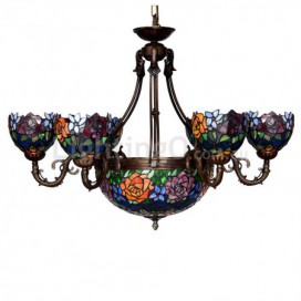 Rural Rose Chandelier Stained Glass Chandelier