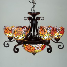 Rural Rose Stained Glass Table Lamp