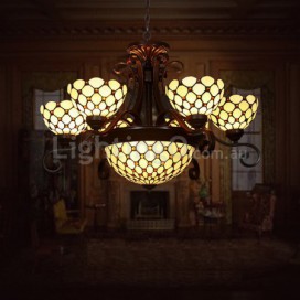 Palace 6+1 Light Chandelier Stained Glass Chandelier