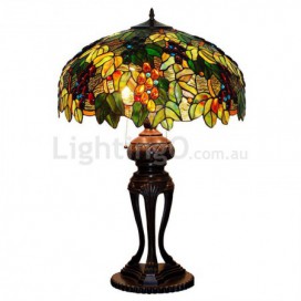 20 Inch Rural Grape Stained Glass Table Lamp