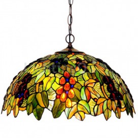 18 Inch Rustic Stained Glass Pendant Light