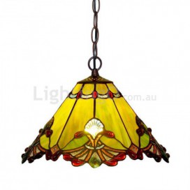 13 Inch Retro Stained Glass Pendant Light