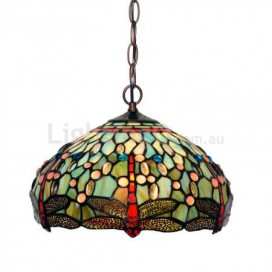 16 Inch Retro Stained Glass Pendant Light