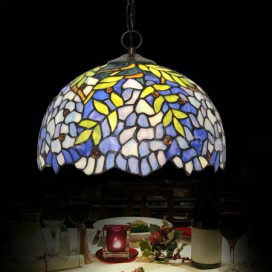 12 Inch Wisteria Stained Glass Pendant Light